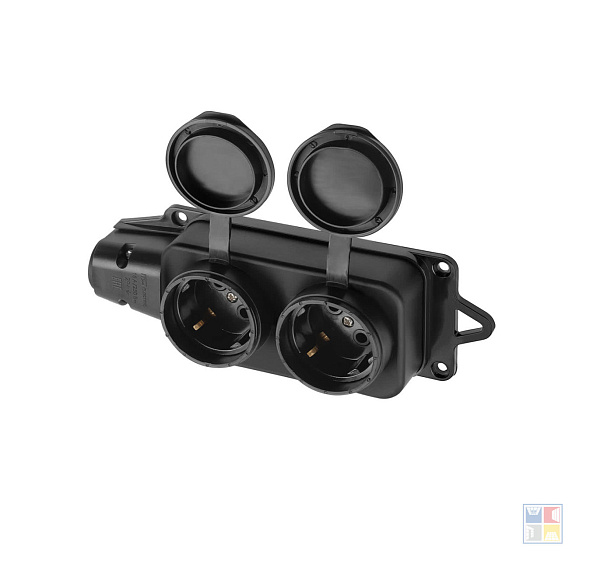 Розетка каучуковая 2-ая с заглушками 16А/250В/IP44 