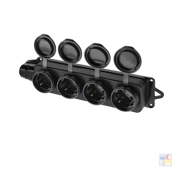 Розетка каучуковая 4-ая с заглушками 16А/250В/IP44 