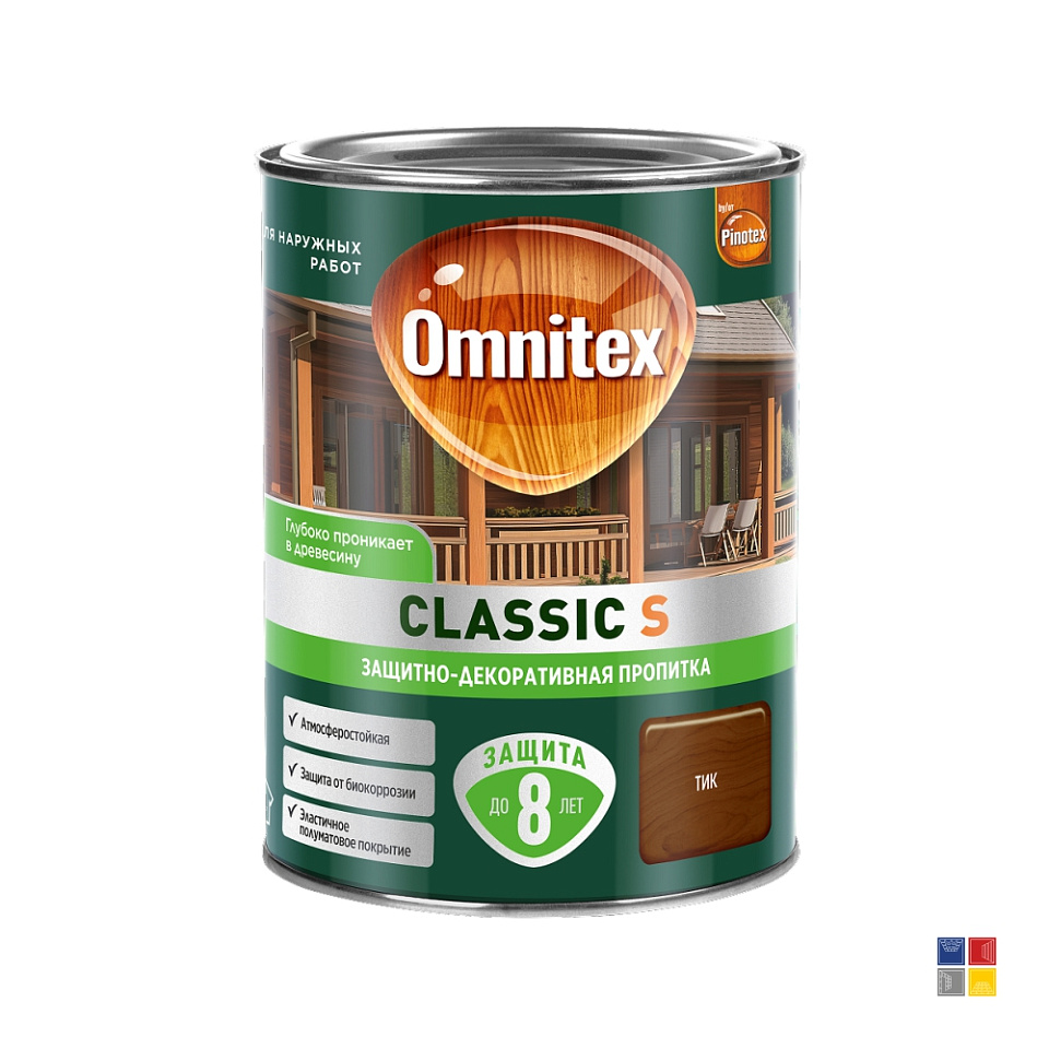 Защитно-декоративное покрытие Omnitex Classic S Тик для дерева 0,9 л