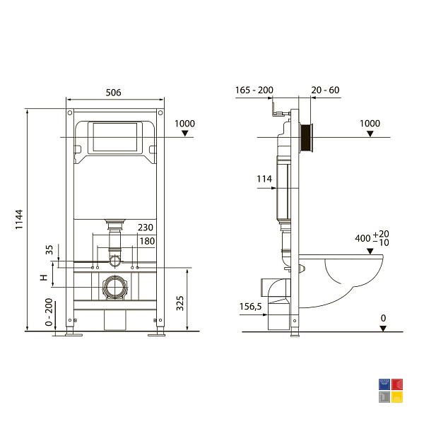 SET TECEspring унитаз подвесной К c сиденьем c кнопкой с кругл, черный матовый 