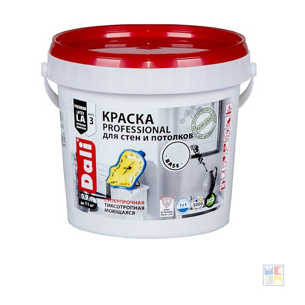 Краска интерьерная для стен и потолков DALI база А 0,9 л 