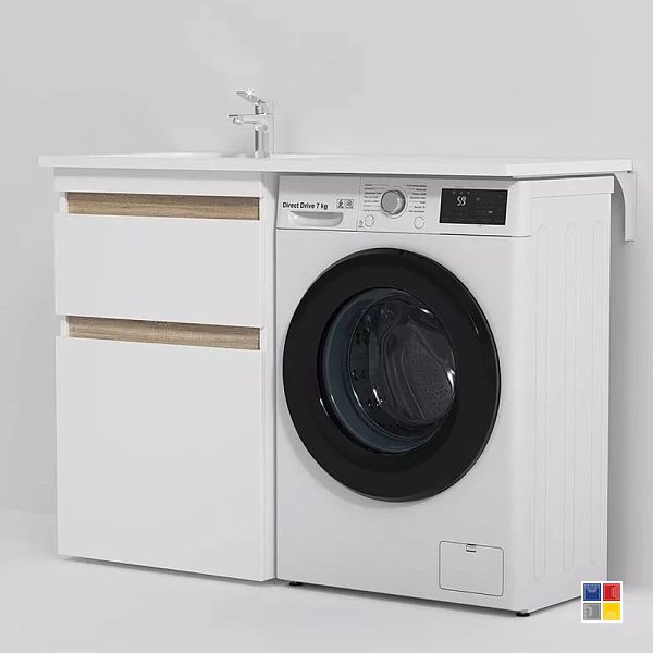Раковина X-Joy 120 см над стиральной машинкой левая, цвет:белый  