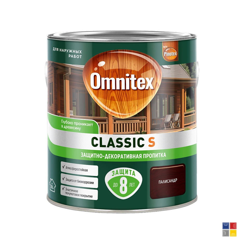 Защитно-декоративное покрытие Omnitex Classic S Палисандр для дерева 2,5 л