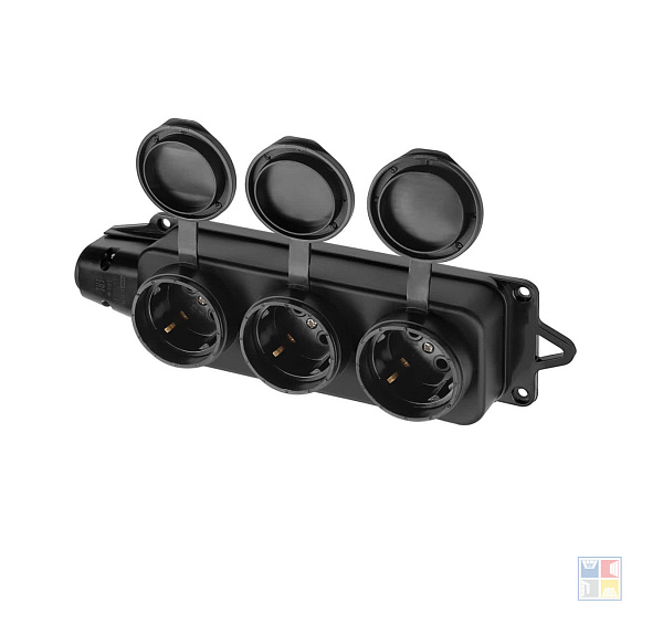 Розетка каучуковая 3-ая с заглушками 16А/250В/IP44 