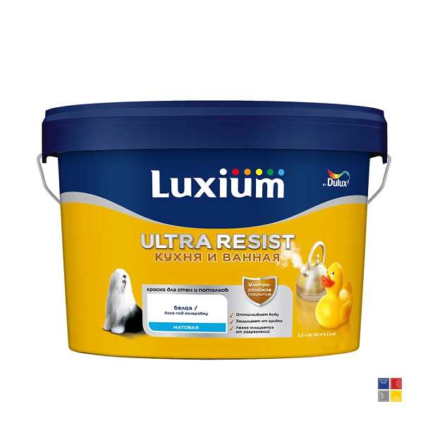 Краска для кухни и ванной Luxium Ultra Resist п/матовая база BW 2,5 л 