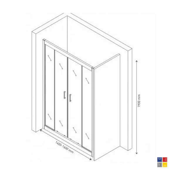 Душевая дверь Porta 140-160 хром сильвер/металл 5-6мм прозрачное 