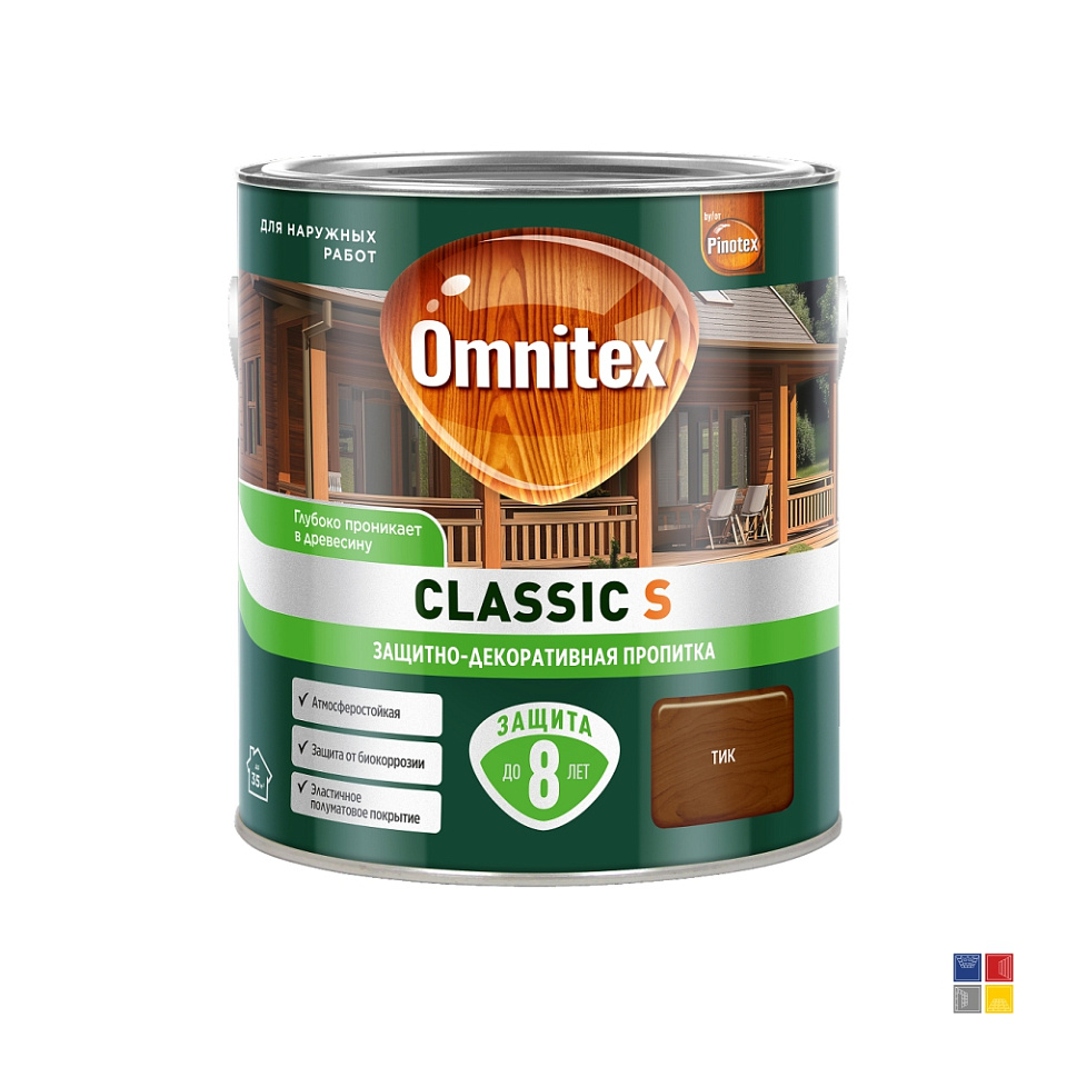 Защитно-декоративное покрытие Omnitex Classic S Тик для дерева 2,5 л