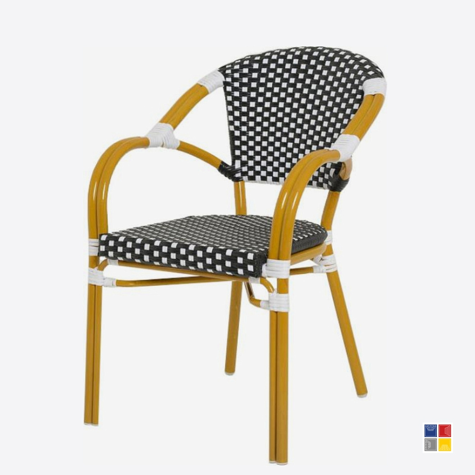 Комплект садовый Yellow/black+white  стол (круглый) +2 кресла