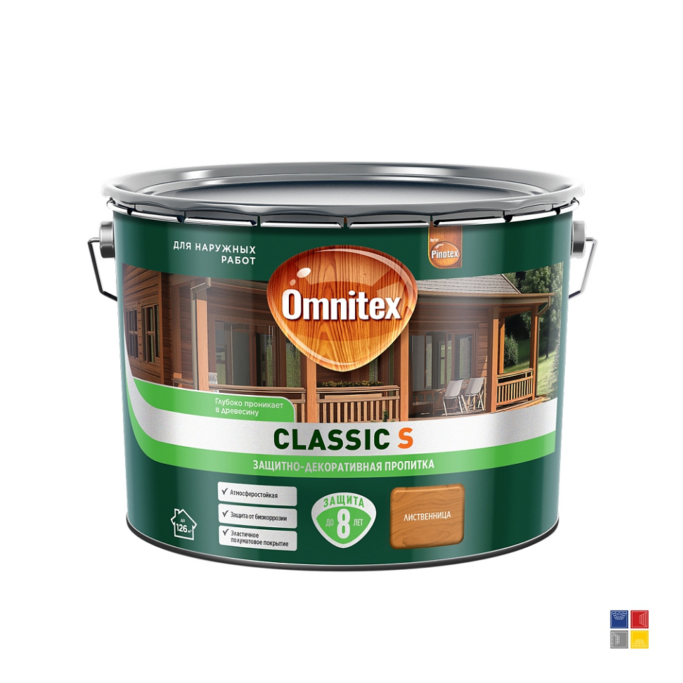 Защитно-декоративное покрытие Omnitex Classic S Лиственница для дерева 0,9 л