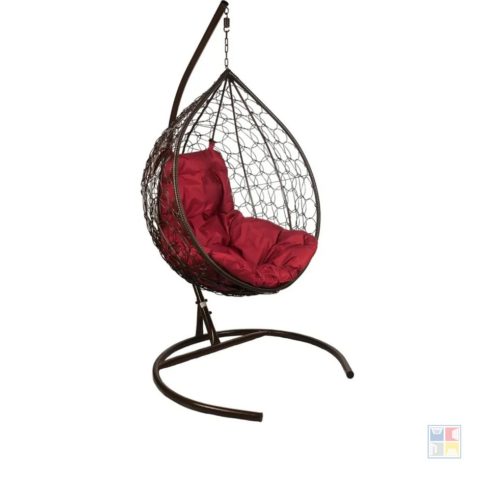 Кресло подвесное "Капля"  подушка-бордовая, каркас-коричневый RF-01