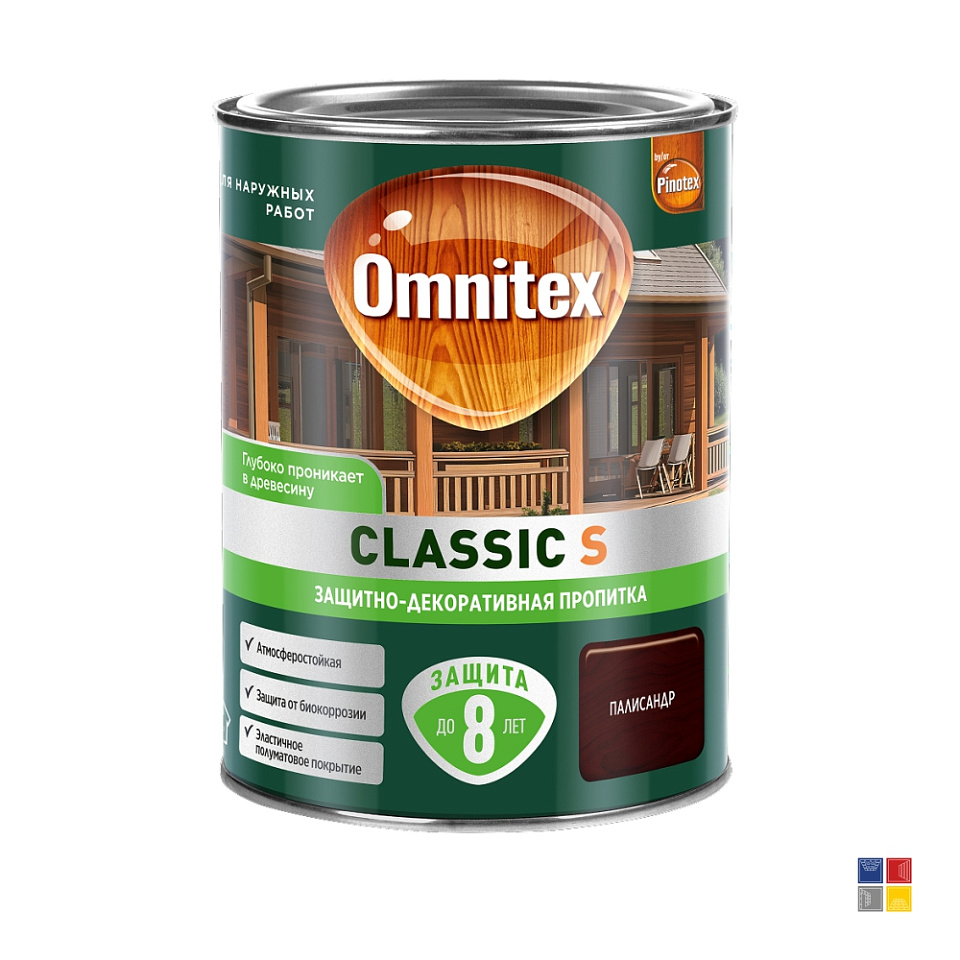 Защитно-декоративное покрытие Omnitex Classic S Палисандр для дерева 0,9 л